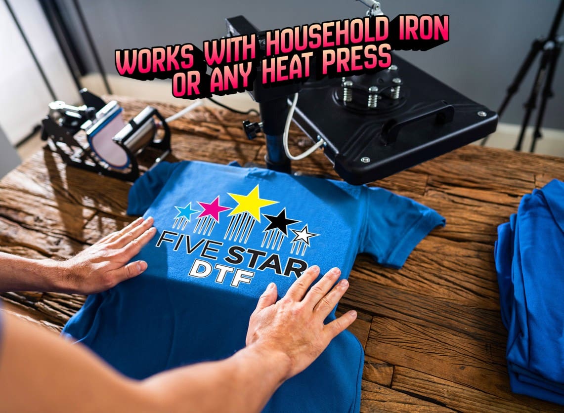 Heat pressing a DTF transfer onto a t-shirt - Five Star DTF